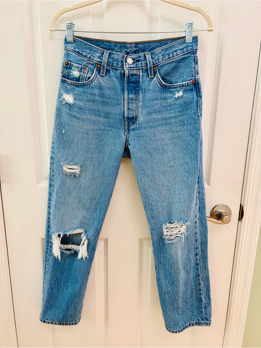 Levi's Light Blue Distressed Boyfriend Jeans